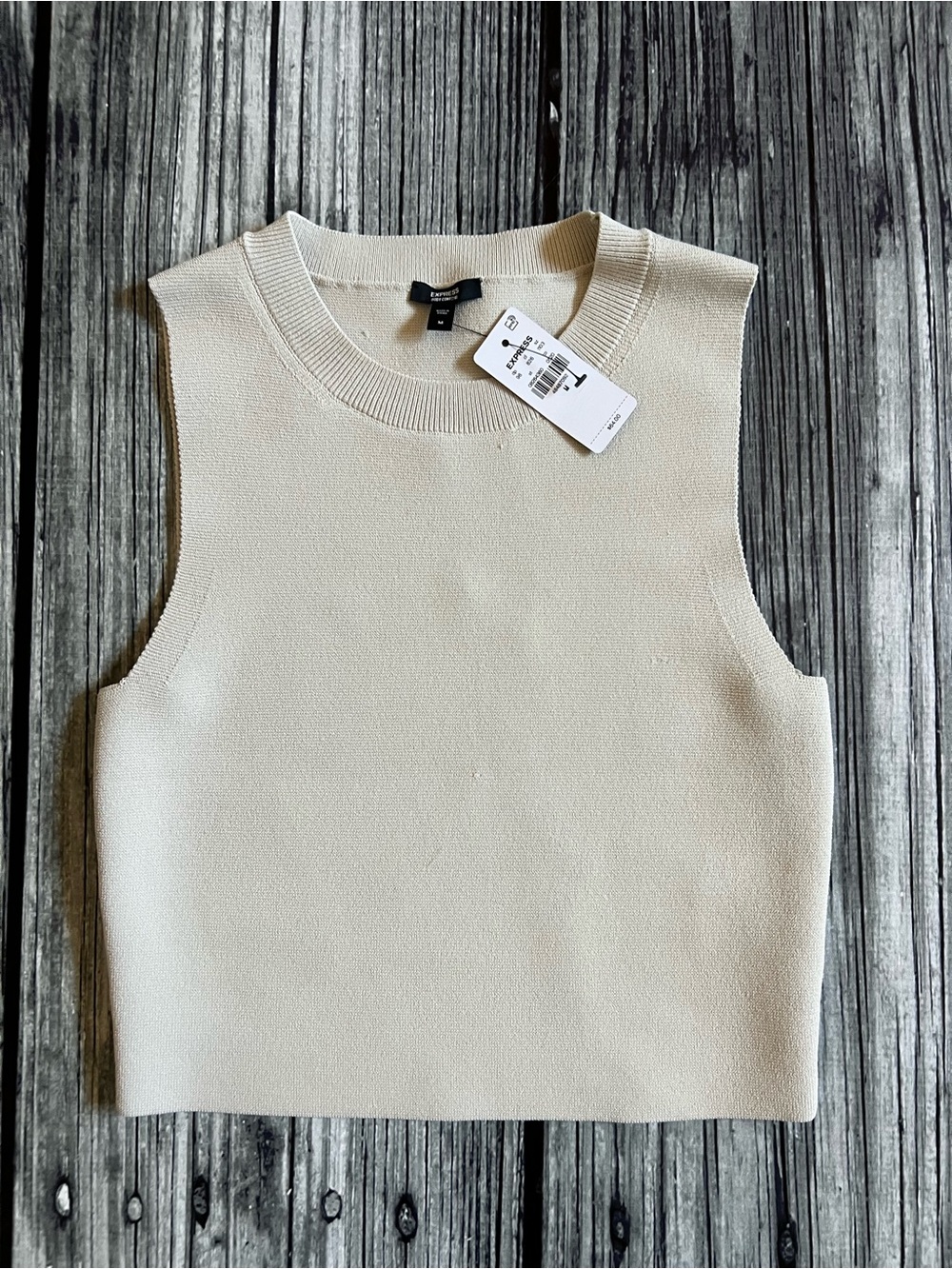 Express Cream Sleeveless Sweater Knit Tank Top